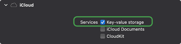 Selecting Key-value storage in iCloud settings