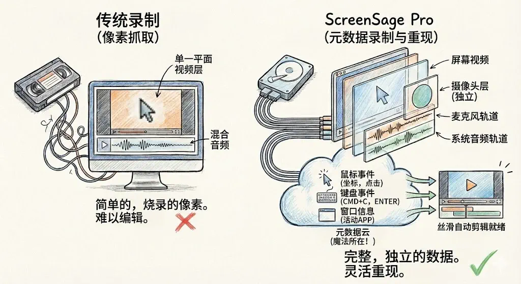 ScreenSage Pro 与传统录屏软件的区别